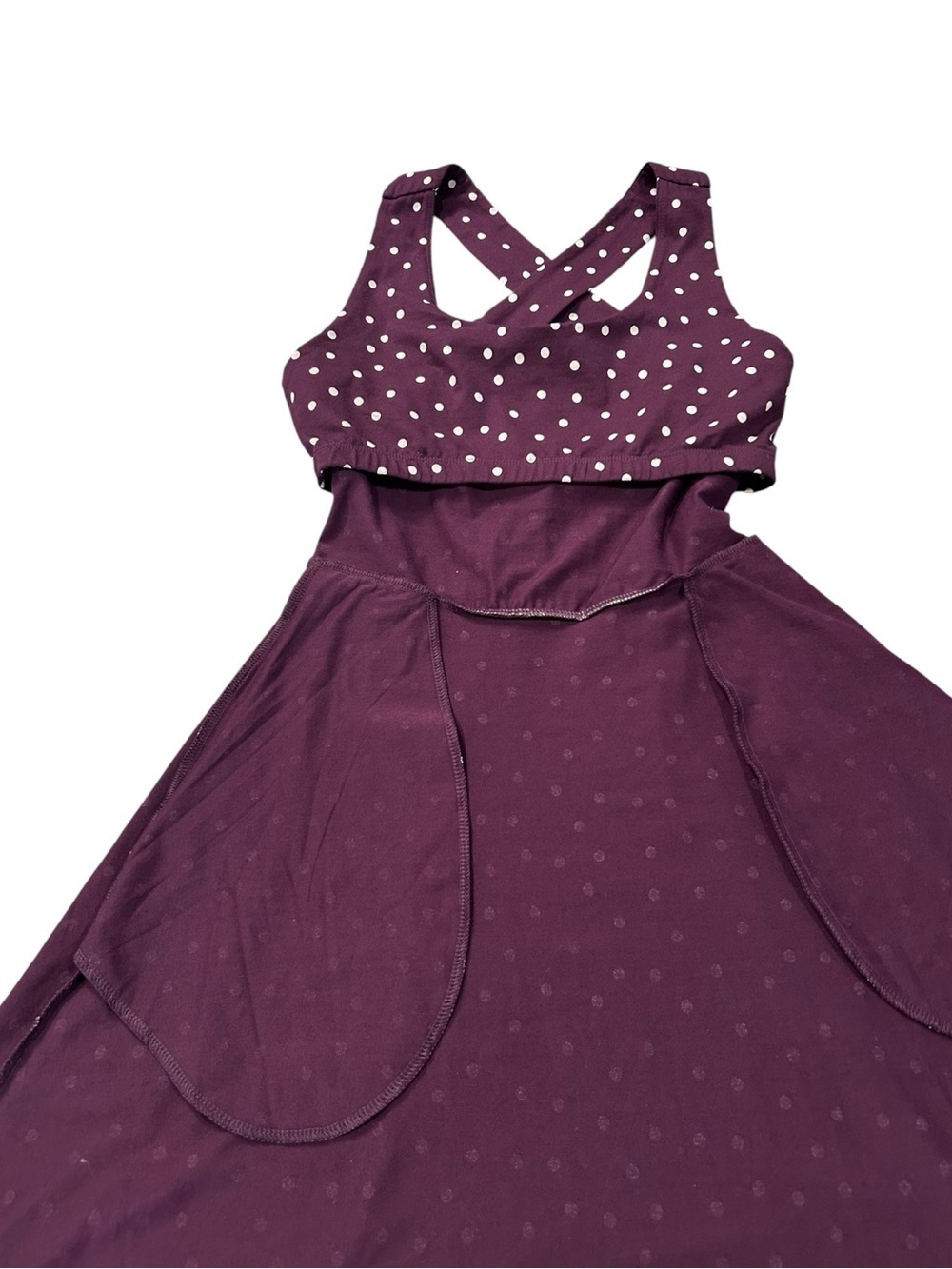 Pact Organic Fit & Flare Maxi Dress NWOT Sz S Purple White Polka Dots Cotton - Picture 11 of 16